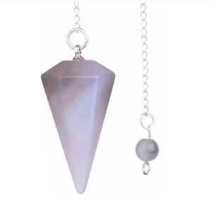 Péndulo de ágata gris de alta calidad, piedra preciosa de cristal natural, cono facetado, Péndulo de radiestesia para péndulos curativos de Reiki a la venta - Product Image 6