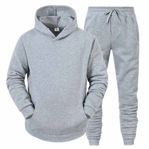 Heather Grey Men Set Hoodies New Tracksuit Athletic Sweatsuits Casual Running Thickened Suits - Product Image 1