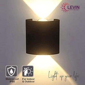 Levin ไฟ LED ติดผนัง2W 70X80X40มม. สีดำ/เหลืองห้องนั่งเล่นที่ทันสมัยห้องนอนระเบียงสวน (แพ็ค) อลูมิเนียมกันน้ำ IP65เยอรมัน - Product Image 2