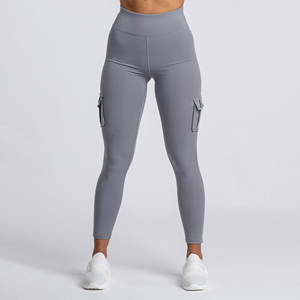 Vente en gros de leggings de gym pour femmes pantalon de yoga taille haute à motif uni avec fermeture élastique à la taille - Product Image 1
