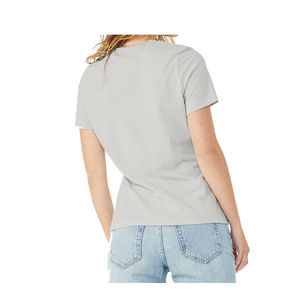 Venta al por mayor de moda 2025 OEM ODM verano liso colores básicos en blanco mujer por encargo impresión Logo gráfico mujer camiseta - Product Image 3