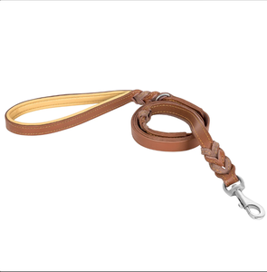 Braided Leather Dog <b>Leash</b> with Two Handles, Full Grain Leather <b>Leashes</b> 6 Ft Long Collar for Greyhound and Whippet - Product Image 1