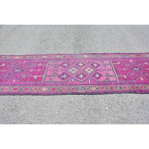 พรมตุรกีทำด้วยมือสีชมพูวินเทจ3.1 x 10.1ft สี่เหลี่ยมผืนผ้าพื้นที่ขนาดใหญ่เย็บปะติดปะต่อกันสำหรับห้องนั่งเล่น - Product Image 4