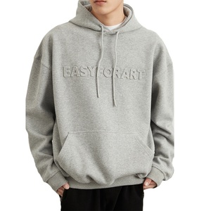 À la mode polaire Baggy gaufrage pull surdimensionné sweats à capuche pour hommes personnalisé 3d Logo imprimé sweat à capuche en relief - Product Image 1