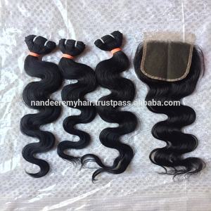 Cambodgien indien mongol brut Temple Remy non transformé vierge bouclés Extensions de cheveux humains Bundle fermeture de qualité supérieure pour - Product Image 4