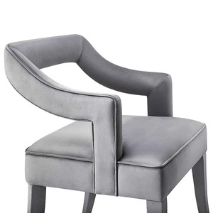 Fauteuil en velours gris, chaise d'appoint rembourrée, siège moderne pour salle à manger d'hôtel - Product Image 5