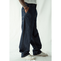 Jeans Anchos de Mezclilla Vintage con Logotipo Personalizado, Estilo Hip Hop, Lavado a la Piedra, para Invierno, Transpirables, Color Azul para Hombre