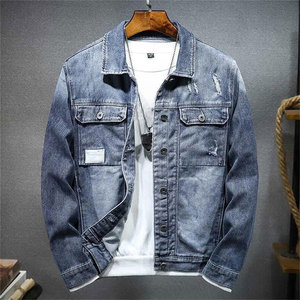 New Arrival Street Style <b>Men</b> <b>Denim</b> <b>Jacket</b> Casual <b>Jacket</b> over all printing Jeans Work <b>Jacket</b> For <b>Men</b> - Product Image 2