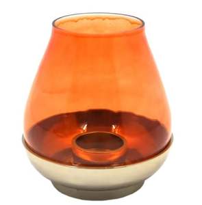 Support de lampe T en verre de luxe pour décoration de la maison avec base en fer plaqué laiton fini couleur or - Product Image 1