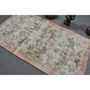 Vintage 3.7ft X 6.4ft tapis de laine turque Beige marron Patchwork Design technique de tissage plat pour les décorations de salon 4m Latex - Product Image 4