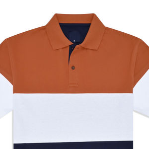 Piqué ecológico de algodón 100% de gama alta personalizable para hombre, para Polo, patrón de bloque azul marino sólido, estilo informal con logotipo frontal - Product Image 2