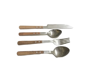 Ensemble de couverts 4 pièces en bois de manguier et acier inoxydable de haute qualité ensemble de couverts cuillère en bois ensemble de cuillères - Product Image 1
