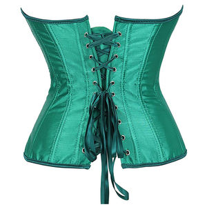 Kelly Green Satin Corset Body Shaping Shapewear Taille Minceur Bustier Lingerie pour Femmes Élégant Sexy Mode Porter - Product Image 2