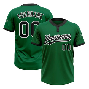Venta caliente personalizado sublimado camisetas de béisbol patrón sólido dos botones béisbol Softball desgaste tallas grandes logotipo frontal colocación - Product Image 1