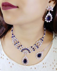 Premium Quality <b>Indian</b> Jewellery American Diamond Zircon Necklace Set Handmade Bulk Product Customised Necklace - Product Image 1