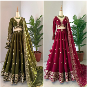 ชุดผ้าลาย georgette lehenga แบบดั้งเดิมพร้อมกระจกและปักเลื่อมเย็บอย่างสมบูรณ์สำหรับงานแต่งงานและงานปาร์ตี้ - Product Image 6
