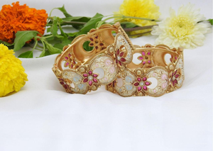 BIJOUX INDIENS TRADITIONNELS ET À LA MODE ANTIQUE CUIVRE PLAQUÉ OR BRACELETS ET FEMMES BRACELETS DE MARIAGE FEMMES ET FILLES - Product Image 3