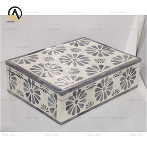 Caja de almacenamiento de madera MDF hecha a mano con diseño de flores, fantástica decoración para el hogar y regalo, organizador de joyas para anillos y pulseras - Product Image 4