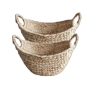 Bacs de rangement en osier et jonc de mer naturel L80 fabriqués à la main de forme ovale jacinthe d'eau fabriqués au Vietnam boîtes de rangement et bacs - Product Image 2