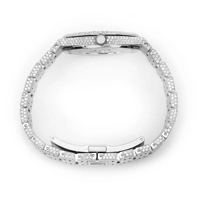 Montre de luxe analogique à quartz ETA en acier inoxydable glacé avec moissanite Platinum Frost, édition limitée, bracelet 20 mm, cadran en verre, tendance