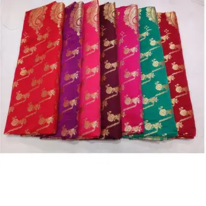 custom made brocade silk sarees with all over floral print ideal for resale by clothing designers and boutiques