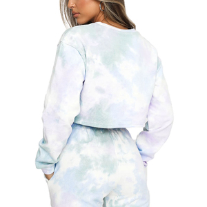 Sudadera corta con tinte de corbata para mujer con servicio OEM con pantalones de chándal chándales de invierno para mujer hechos en lana con diseño personalizado - Product Image 6