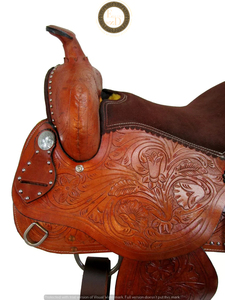 Selle en cuir véritable légère de qualité supérieure pour la course de barils western, le rodéo, la performance, équipement d'équitation artisanal pour concours hippique - Product Image 4