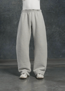Pantalon de jogging ample et large en molleton gris 340 GSM pour homme, style streetwear, avec logo imprimé - Product Image 5