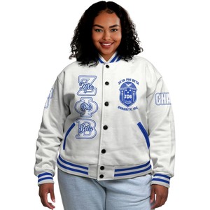 Zeta Phi Beta 1920 Sororité Vie Grecque Bleu Blanc Varsity Letterman Veste ZPB Chenille Patch Fondateurs Style Gear - Product Image 1