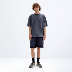 Custom <b>Men's</b> Vintage Jogger <b>Shorts</b> Solid Pattern Acid Wash <b>Fleece</b> With Cut Edge 3D Embroidery and Distress Printing - Product Image 5