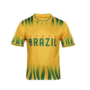 Camiseta de fútbol unisex de Brasil Camiseta reversible de manga corta para fanáticos Tops Camiseta deportiva - Product Image 2