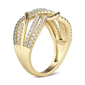 Anillo de Moda para Mujer Jeulia en Acero Inoxidable con Zirconia Cúbica Redonda Entrelazada en Tono Dorado - Product Image 3