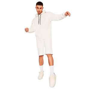 Ensembles de sweat à capuche pour hommes avec logo personnalisé de haute qualité 100% coton survêtements de survêtement ensemble court de grande taille ensemble court à capuche deux pièces - Product Image 1