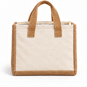 Bolsa Térmica para Almuerzo de Lona de Yute Natural 10x8.5x7, 310 GSM, con Logotipo Personalizado, Cierre de Cremallera, Porta Comida, PriGlob Exim - Product Image 4