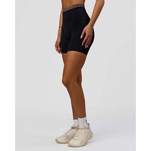 Shorts de Cintura Alta para Mujer de 6 Pulgadas con Bolsillos - Color Negro Cacao - Product Image 1