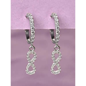 NOVAMART Fine 925 Sterling <b>Silver</b> <b>Infinity</b> Hoop Bali <b>Earrings</b> Cute Number Pattern for Party Wholesale Export - Product Image 2