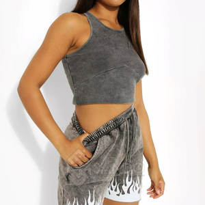 กางเกงขาสั้นสีทึบสำหรับผู้หญิงกางเกงขาสั้นผู้หญิงสไตล์ใหม่ซักกรดทำเอง - Product Image 4