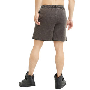 Nueva tendencia de verano personalizado hombres ácido lavado Vintage 100% algodón francés Terry cordón pantalones cortos para hombres - Product Image 4