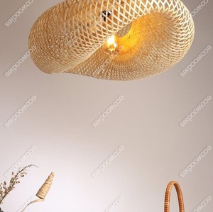 หวายหวายรอบไม้ไผ่โคมระย้าระย้าจี้แขวนเพดาน LED ห้องรับประทานอาหารห้องนั่งเล่นโคมระย้า - Product Image 6