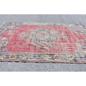 พรมขนสัตว์ตุรกีแนววินเทจผ้า6FT ต่อสีแดงพื้นที่ขนาดใหญ่9in x 10FT 9in สี่เหลี่ยมผืนผ้าห้องโถงสำหรับห้องนอนหรือเตียงด้านข้าง - Product Image 4