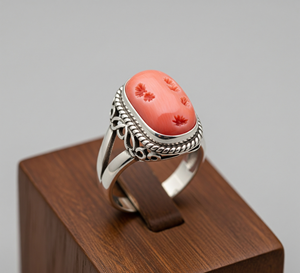 Precio al por mayor personalizado de moda 925 anillo de moda de plata Coral rojo piedra preciosa 18K oro rosa para regalos de fiestas de boda - Product Image 1