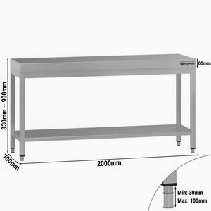 โต๊ะกลางสแตนเลสเชิงพาณิชย์ ECO - 2000x700 มม. - พร้อมชั้นวางด้านล่าง - Product Image 2