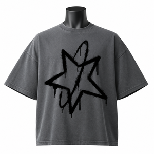 เสื้อยืดโอเวอร์ไซส์ลายกราฟิกสำหรับผู้ชาย ขายส่ง เสื้อยืดลำลองสไตล์วินเทจผ้าฝ้ายสตรีทแวร์สั่งทำได้ - Product Image 1