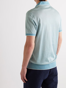 Camiseta de polo de color sólido con logotipo personalizado de algodón de verano 100% para hombre, camisetas de polo de punto ajustadas de manga corta para hombre - Product Image 3