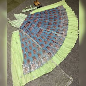 ชุด Anarkali ยาวสำหรับผู้หญิงชุดผ้าฝ้ายและผ้าเรยอนสำหรับใส่ไปงานปาร์ตี้ - Product Image 3