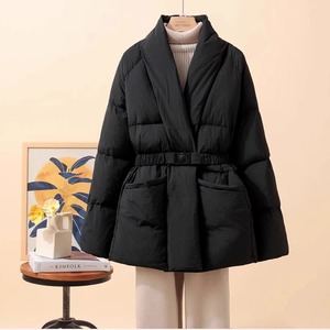 เสื้อแจ็คเก็ตบุนวมคอตตอนสำหรับผู้หญิงมีสไตล์หรูหรามีสไตล์สำหรับฤดูหนาวเสื้อคลุมกันหิมะแบบถักมีกระเป๋าเพื่อให้ความอบอุ่น - Product Image 2