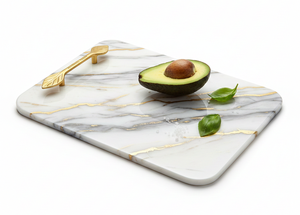 Planche à découper ronde en marbre et résine de haute qualité, fabriquée à la main, avec un design écologique, passe au lave-vaisselle, pour la cuisine, la cuisson et le service - Product Image 2