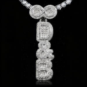 Helloice Infinity clasp เย็นสองชั้นแนวตั้งสามสีที่กำหนดเองตัวอักษร D จี้เพชรสีขาวชุบทองฮิปฮอป - Product Image 3