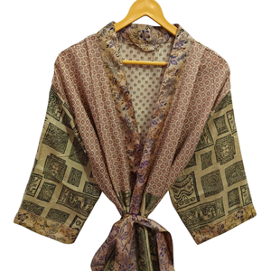 Robe portefeuille indienne tunique sari robe robe de mariée robe de maternité robe cadeau robe de plage fête porter indien imprimé soie sari kimono, - Product Image 1