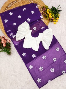 Hot Selling Faux Georgette With Foil Print Kids Saree Woman Fashion Manufacturer And Supplier From Surat - Product Image 3